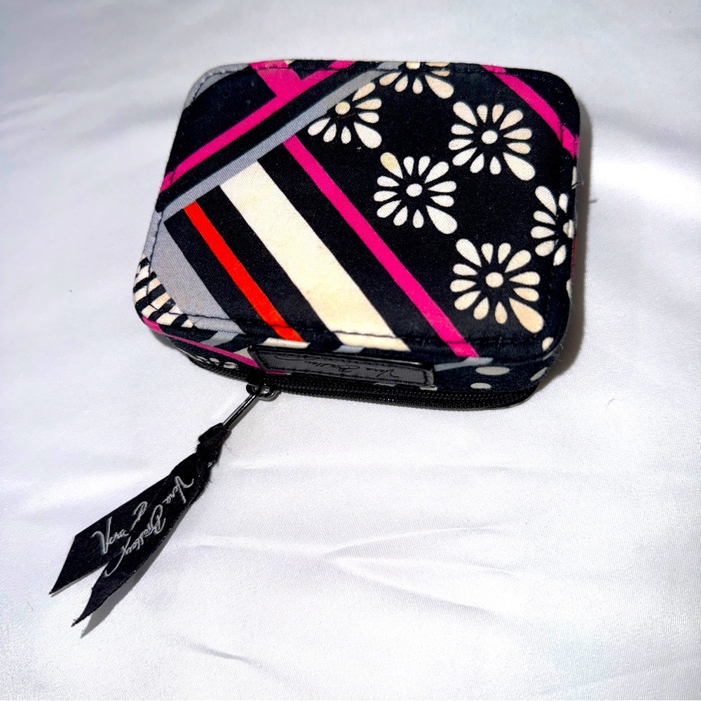 Vera Bradley Pill Case Northern Stripes Pink Black White Pill Weekly Organizer